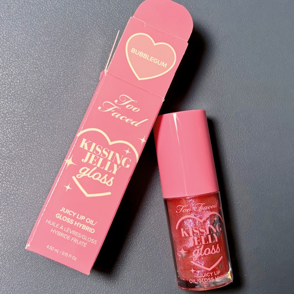 Too Faced Kissing Jelly Gloss Juicy Lip Oil/Gloss Hybrid-Bubblegum-4.5ml New